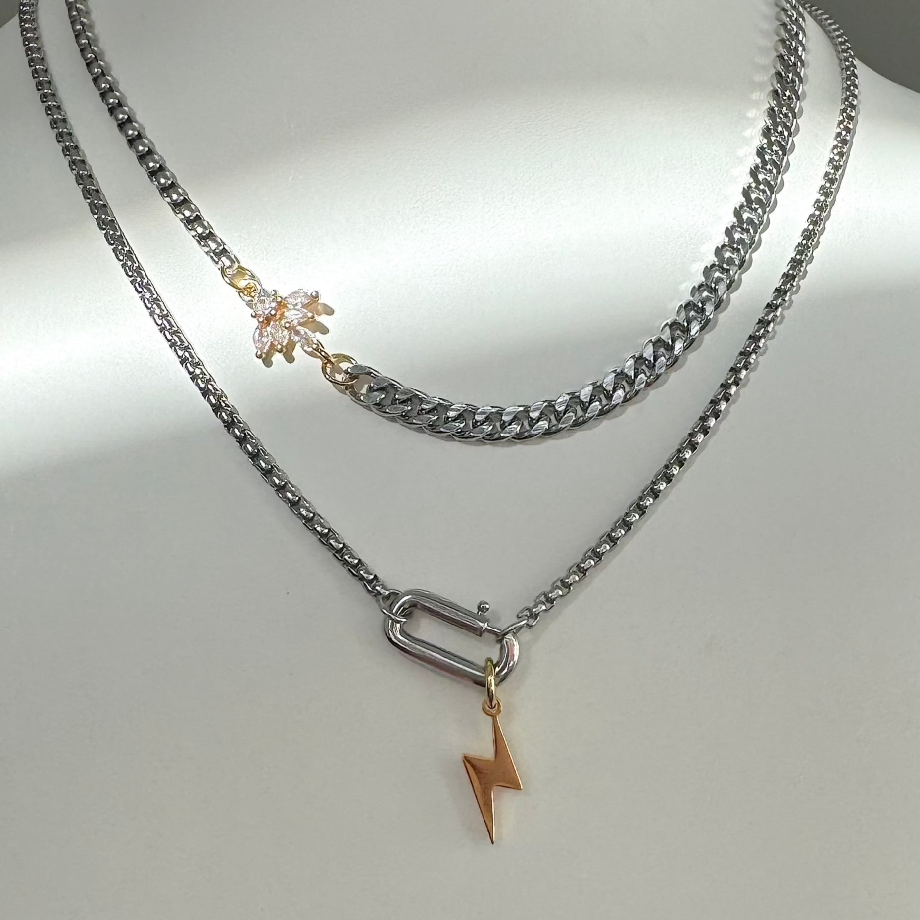 lightning bolt charm on the grunge charm necklace