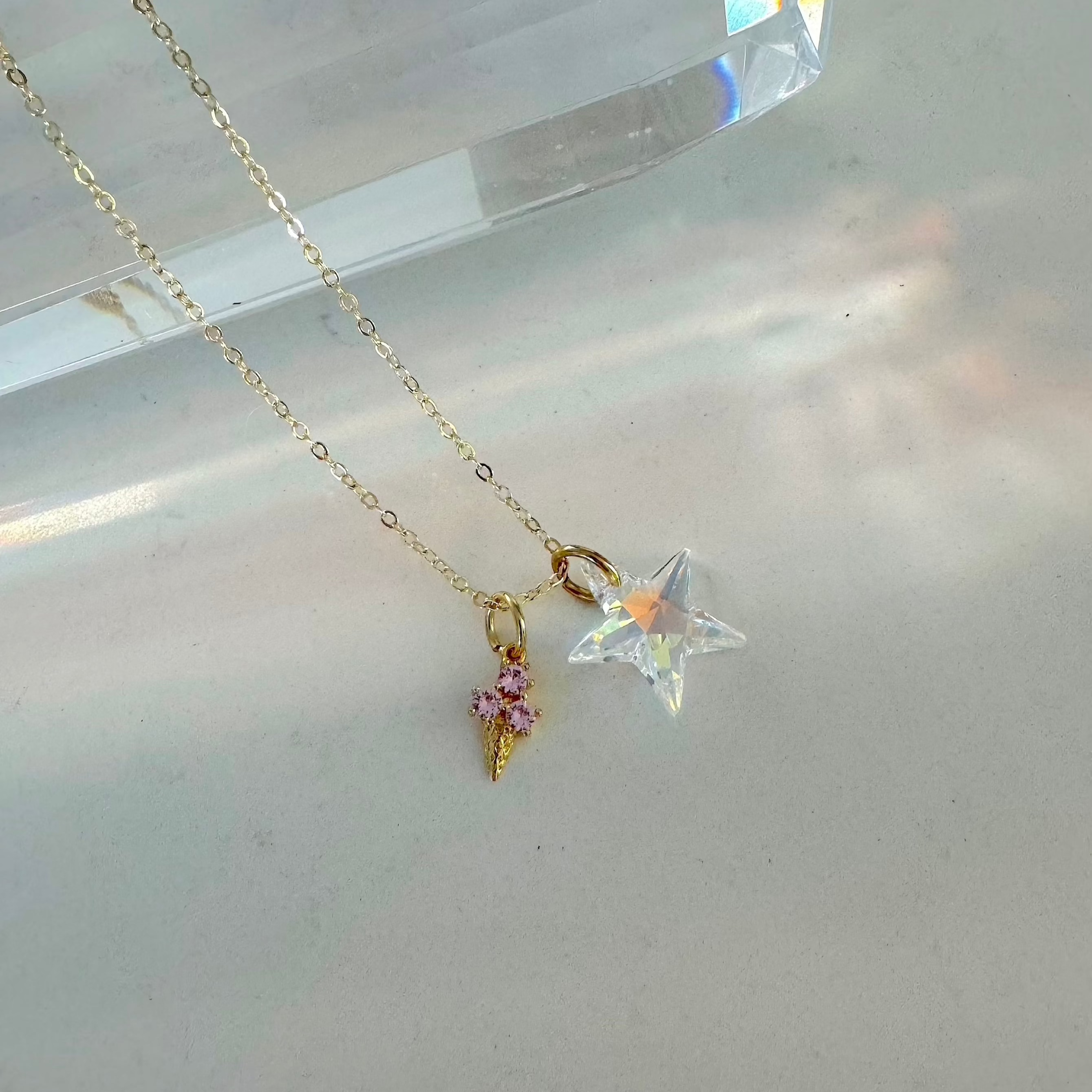 ethereal star necklace with ice cream charm