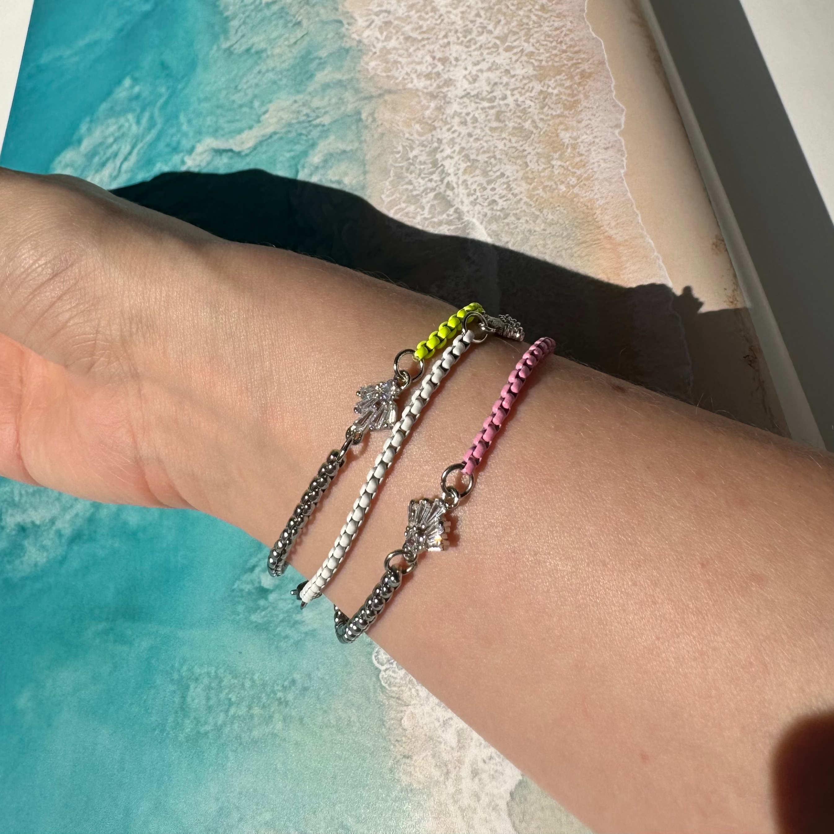 tropical nuit bracelets worn on wrist