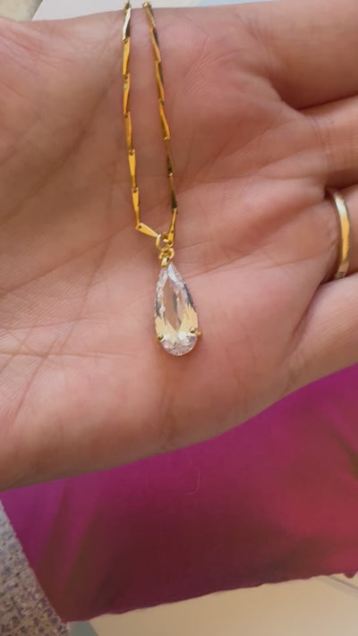 crystal tear necklace